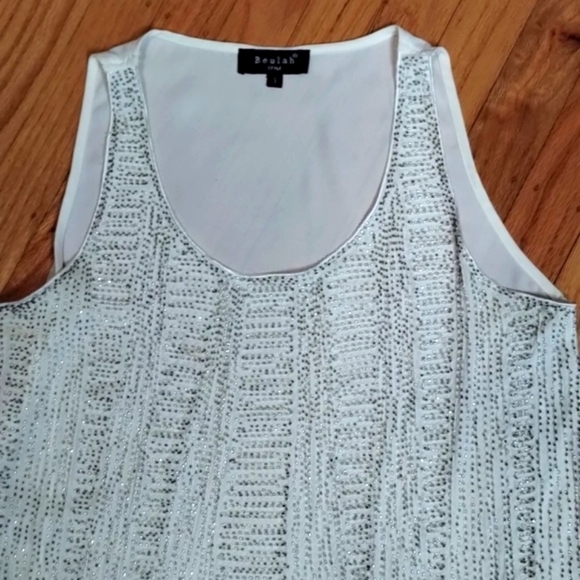 Beulah highlow sleeveless blouse with bead design throughout Sz S Good condition - Picture 8 of 12